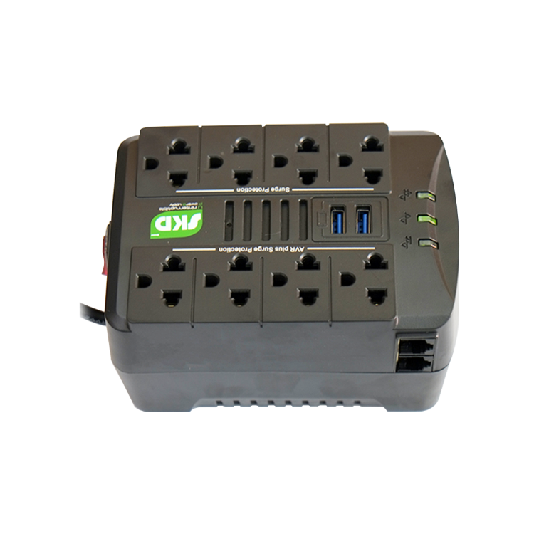 Picture of SKD Spina-1000 1000VA/500W Stabilizer เครื่องปรับแรงดันไฟฟ้า (AVR+USB เต้าเสียบด้านบน) รับประกัน 1ปี Automatic Voltage Regulator ( ไม่สำรองไฟ )